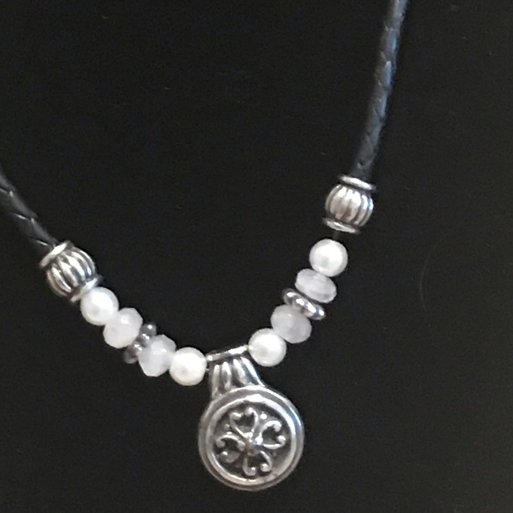 Brighton Pink, silver and black beaded Necklace